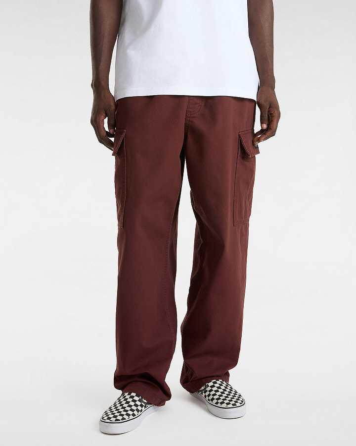 Calças Vans Range Cargo Baggy Tapered Elastic Masculino Bordeaux | VN6915780