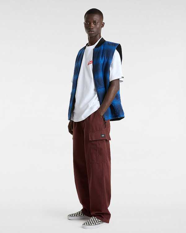 Calças Vans Range Cargo Baggy Tapered Elastic Masculino Bordeaux | VN6915780