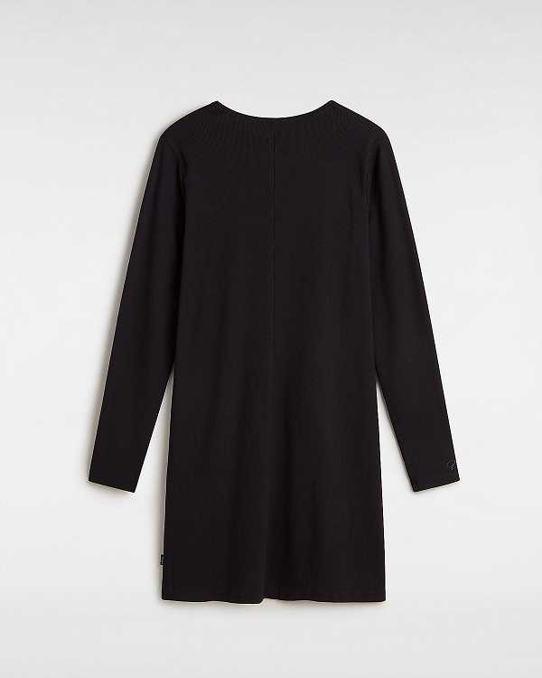 Camiseta Vans Drew Rib Long Sleeve Feminino Pretas | VN2107985