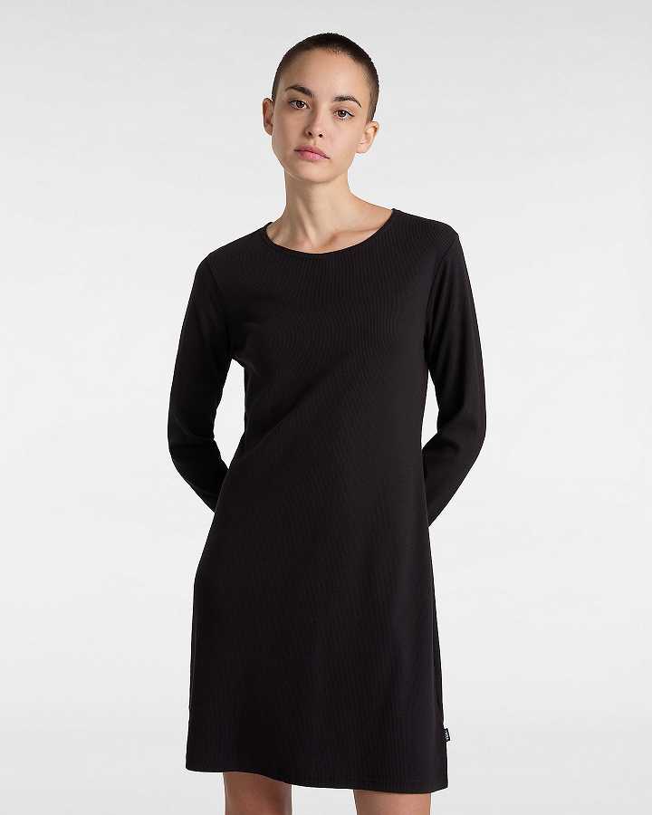 Camiseta Vans Drew Rib Long Sleeve Feminino Pretas | VN2107985