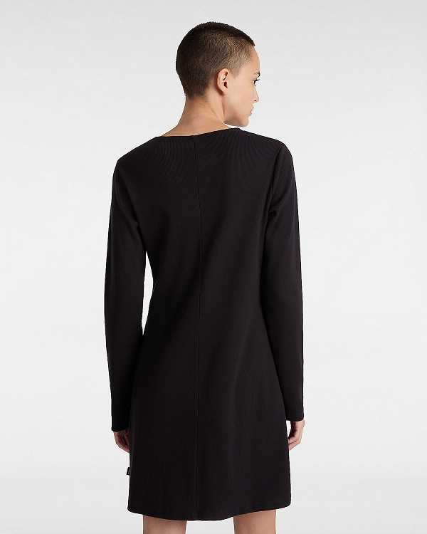 Camiseta Vans Drew Rib Long Sleeve Feminino Pretas | VN2107985