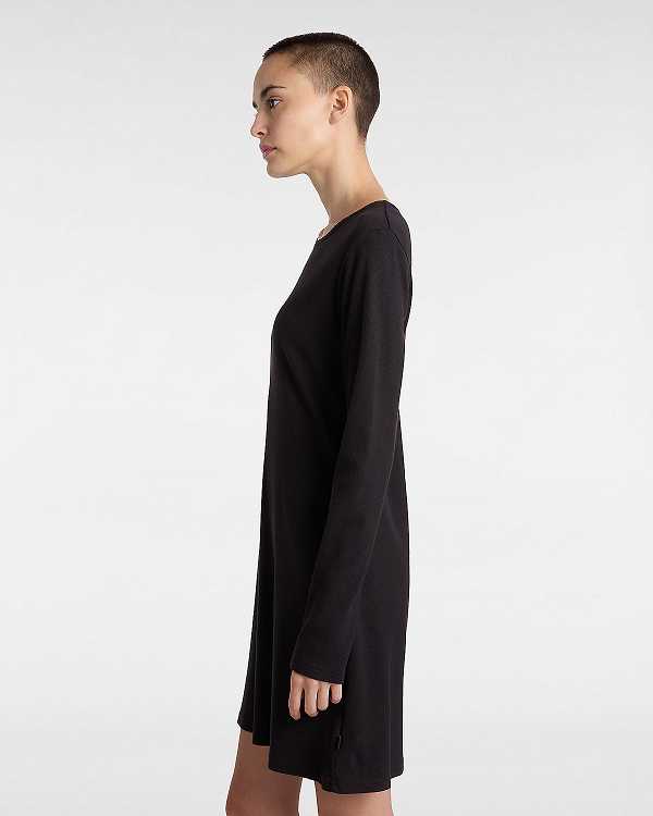 Camiseta Vans Drew Rib Long Sleeve Feminino Pretas | VN2107985