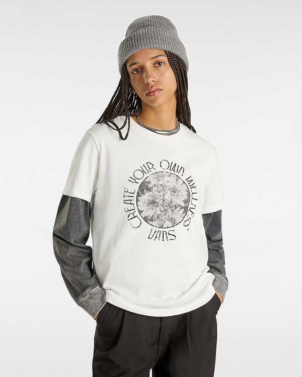Camiseta Vans Wellness Boyfriend Fit Feminino Branco | VN0285974