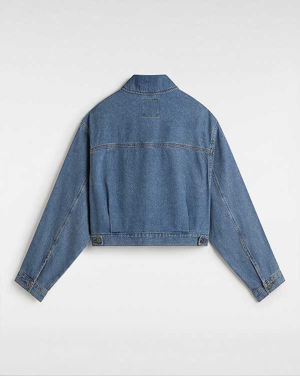 Casaco Vans Raynes Denim Crop Feminino Azuis | VN4258079