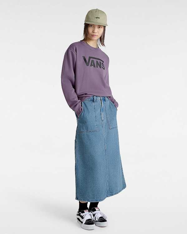 Moletom Vans Classic V Boyfriend Fit Crew Feminino Roxo | VN5021348
