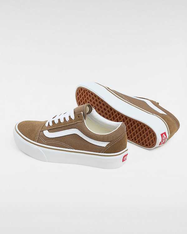 Platform Shoes Vans Old Skool Feminino Marrom | VN7583642