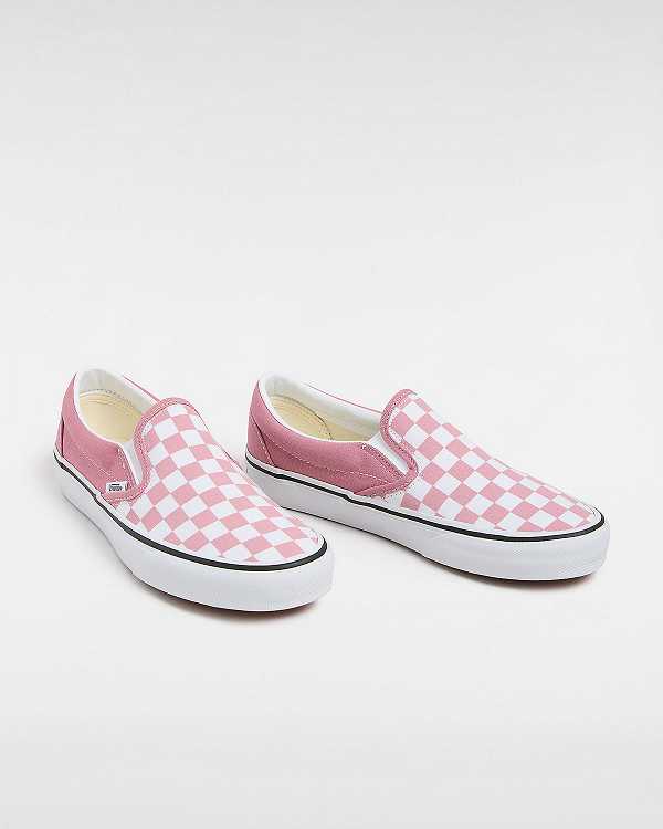 Sapatos Slip On Vans Classic Checkerboard Masculino Rosa | VN5369104