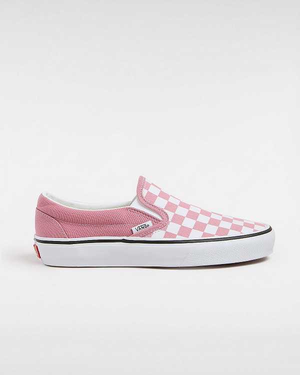 Sapatos Slip On Vans Classic Checkerboard Masculino Rosa | VN5369104