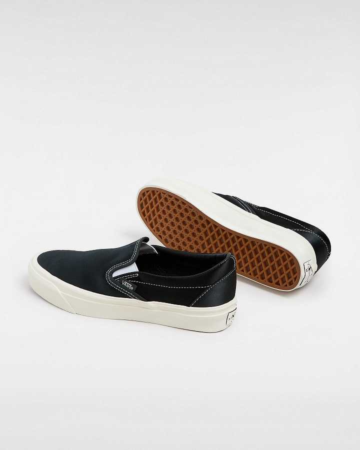 Sapatos Slip On Vans Premium 98 Satin Feminino Pretas | VN9082654
