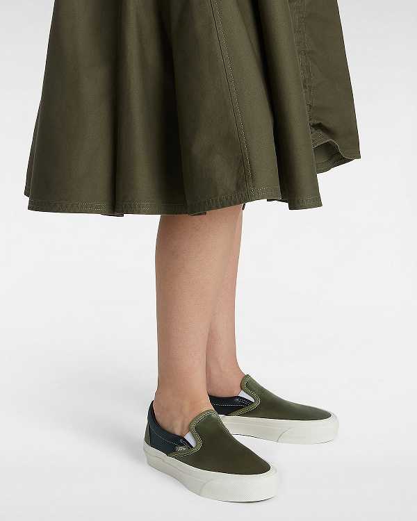 Sapatos Slip On Vans Premium 98 Satin Masculino Verdes | VN5619482