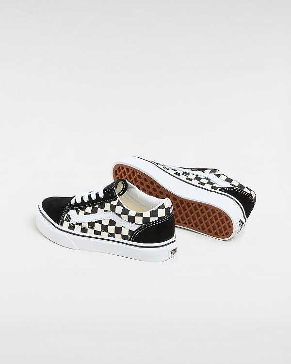 Tenis Vans Primary Check Old Skool (4-8 years) Criança Pretas Branco | VN6895123