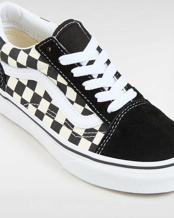 Tenis Vans Primary Check Old Skool (4-8 years) Criança Pretas Branco | VN6895123