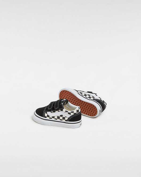 Tenis Vans Primary Check Old Skool Hook And Loop (1-4 years) Criança Pretas Branco | VN1260597